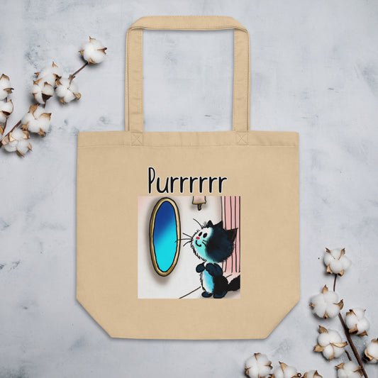 Eco Tote Bag with Kitten Looking In The Mirror with text "Purrrrrr" at $26.97 found at Personalizedpetlovergifts