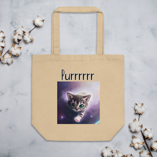 Eco Tote Bag with Kitten In The Space with text "Purrrrrr" at $26.97 found at Personalizedpetlovergifts