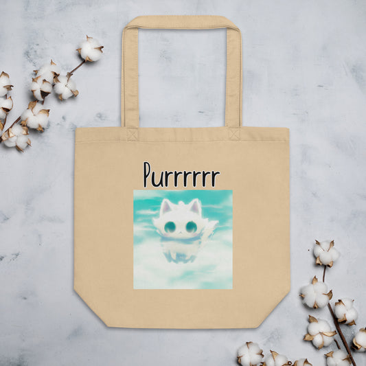 Eco Tote Bag with Kitten In The Clouds with text "Purrrrrr" at $26.97 found at Personalizedpetlovergifts