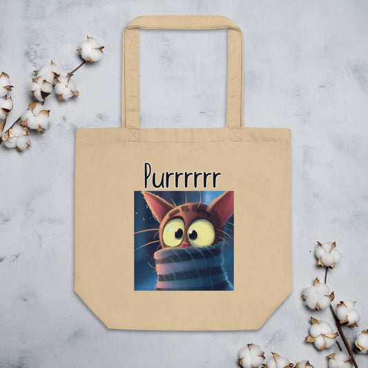 Eco Tote Bag with Kitten In A Turtleneck with text "Purrrrrr" at $26.97 found at Personalizedpetlovergifts