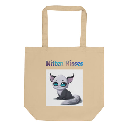 Eco Tote Bag with Cute Alien Kitten with text "Kitten Kisses" at $26.97 found at Personalizedpetlovergifts