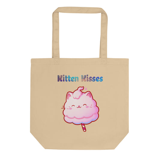 Eco Tote Bag with Cotton Candy Cat with text "Kitten Kisses" at $26.97 found at Personalizedpetlovergifts