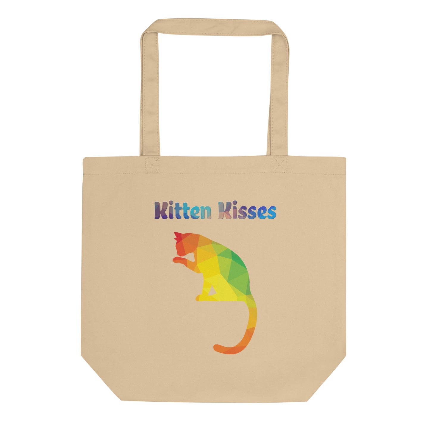 Eco Tote Bag with Colorful Cat Silhouette with text "Kitten Kisses" at $26.97 found at Personalizedpetlovergifts