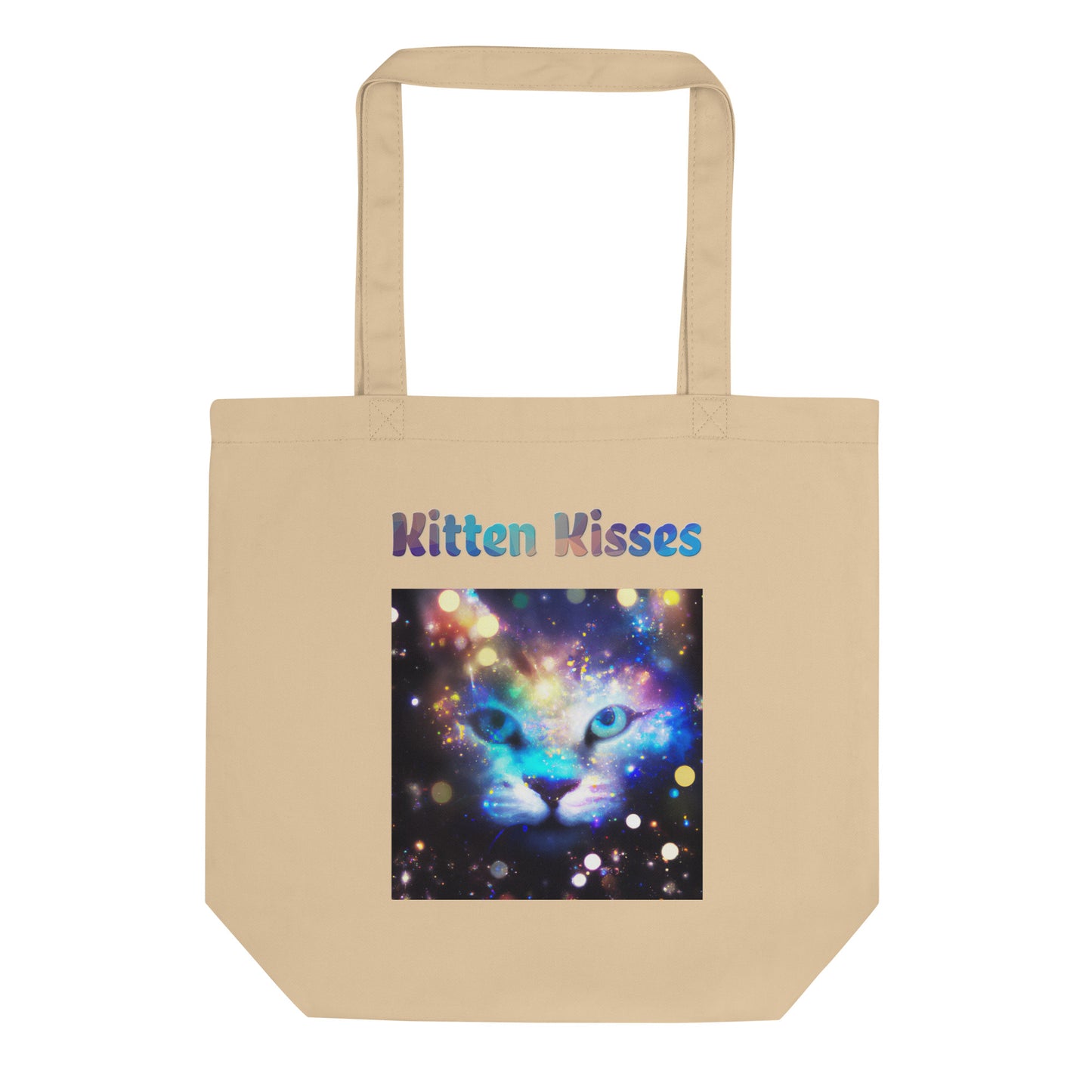 Eco Tote Bag with Colorful Cat Photo with text "Kitten Kisses" at $26.97 found at Personalizedpetlovergifts