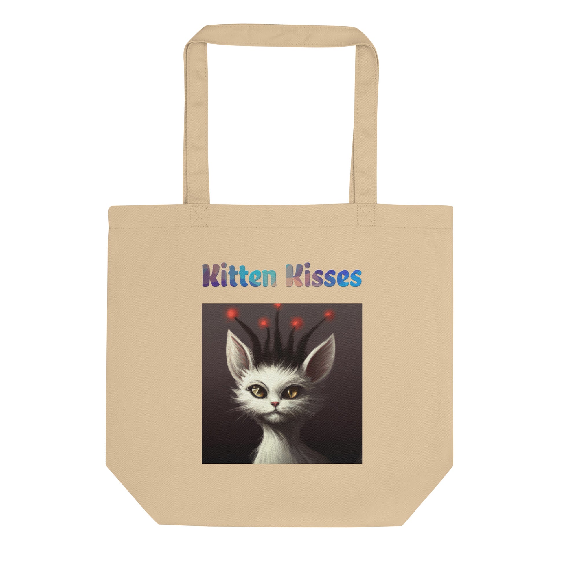 Eco Tote Bag with Cat With Red Alien Spikes with text "Kitten Kisses" at $26.97 found at Personalizedpetlovergifts