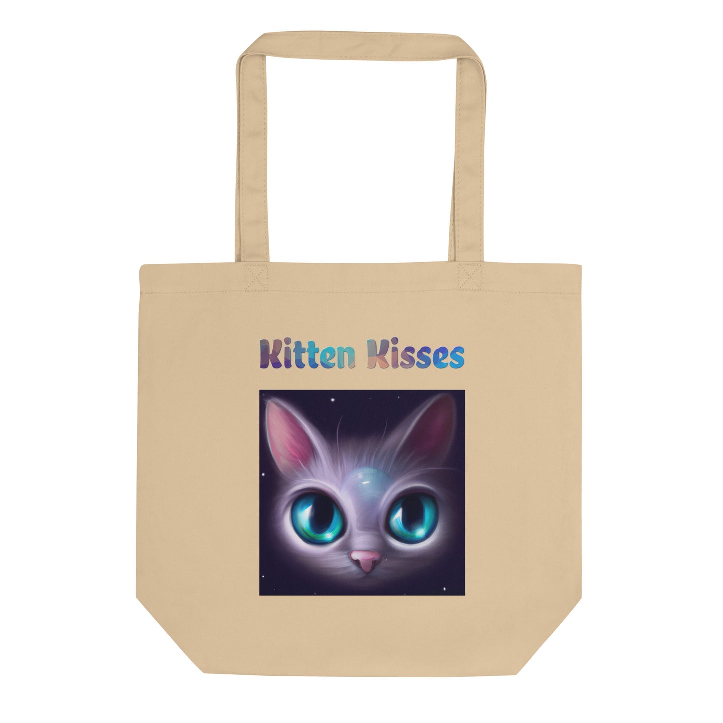 Eco Tote Bag with Cat With Bright Blue Eyes with text "Kitten Kisses" at $26.97 found at Personalizedpetlovergifts