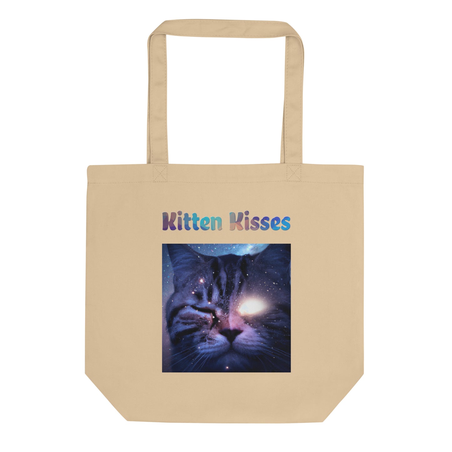 Eco Tote Bag with Cat With a Shiny Eye with text "Kitten Kisses" at $26.97 found at Personalizedpetlovergifts