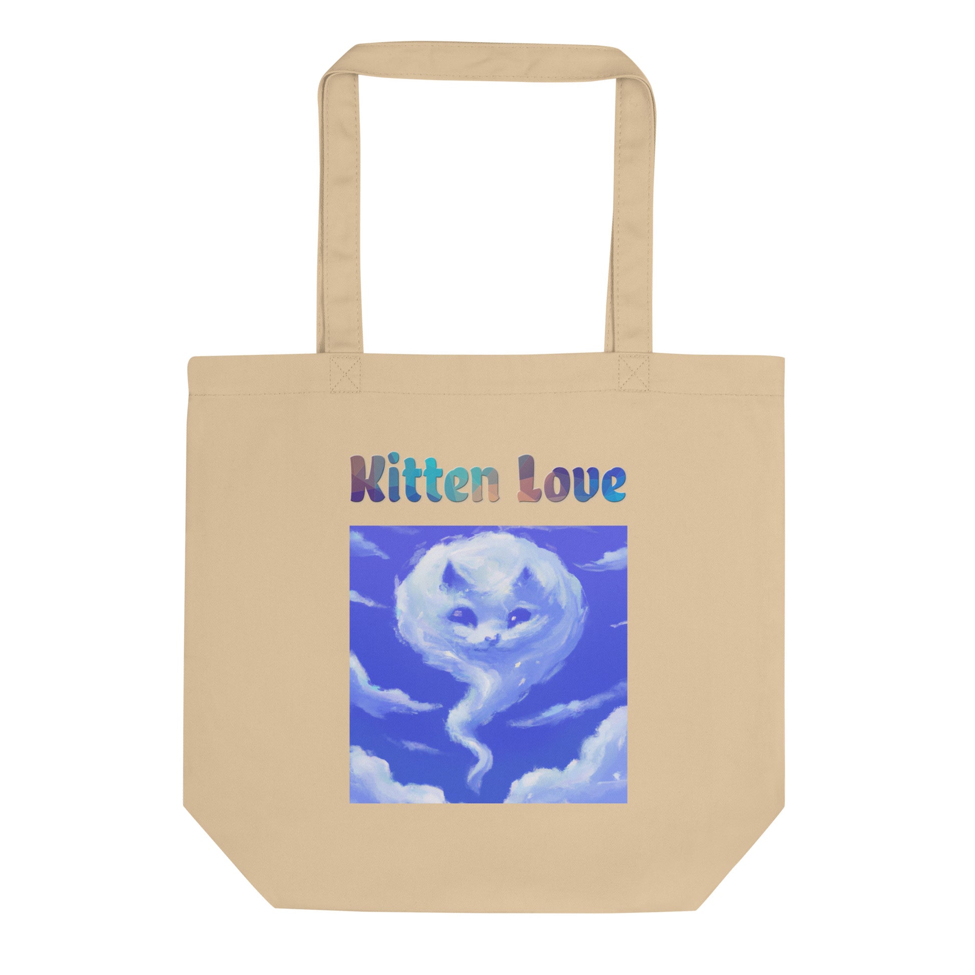 Eco Tote Bag with Cloud With a Cat Face with text "Kitten Love" at $26.97 found at Personalizedpetlovergifts