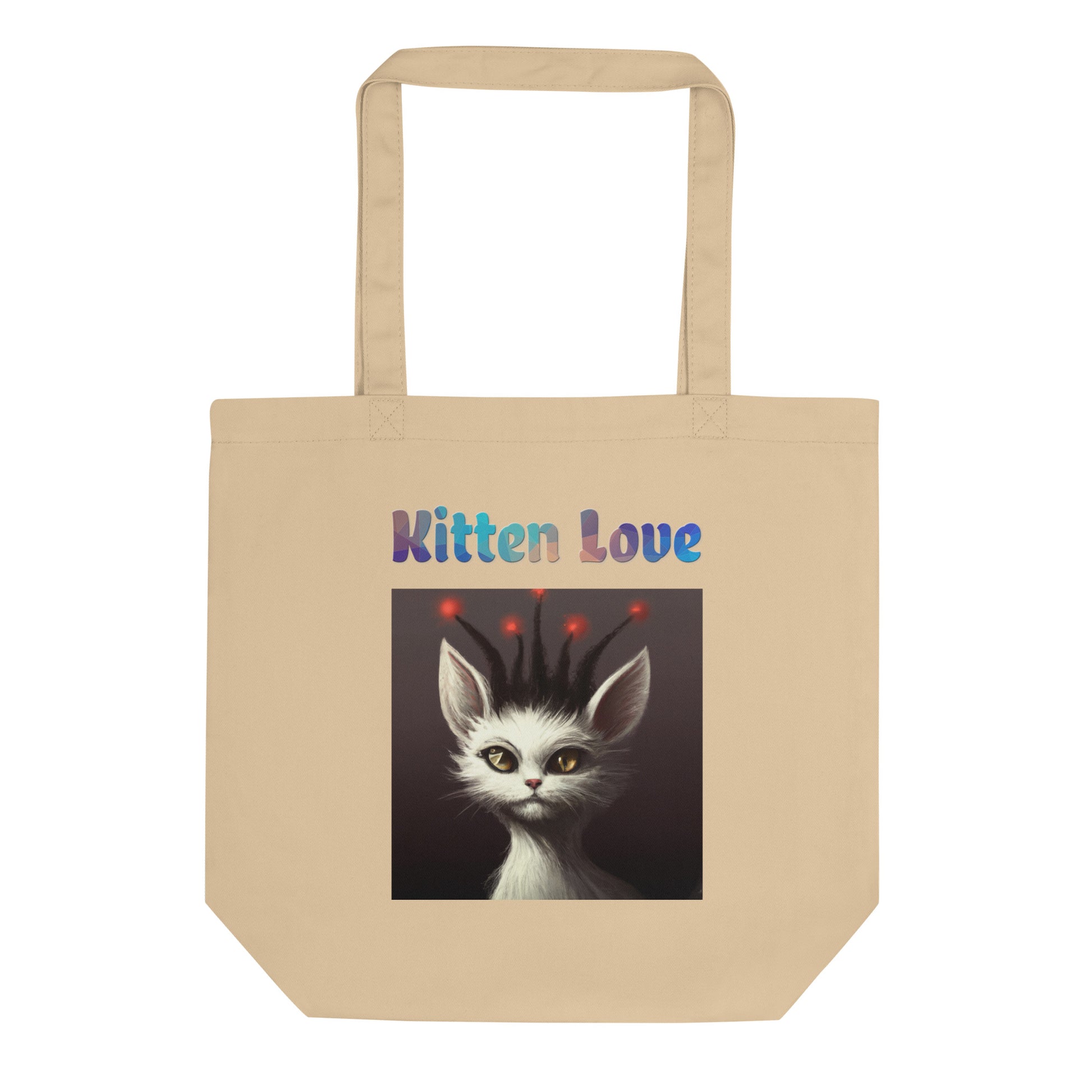 Eco Tote Bag with Cat With Red Alien Spikes with text "Kitten Love" at $26.97 found at Personalizedpetlovergifts