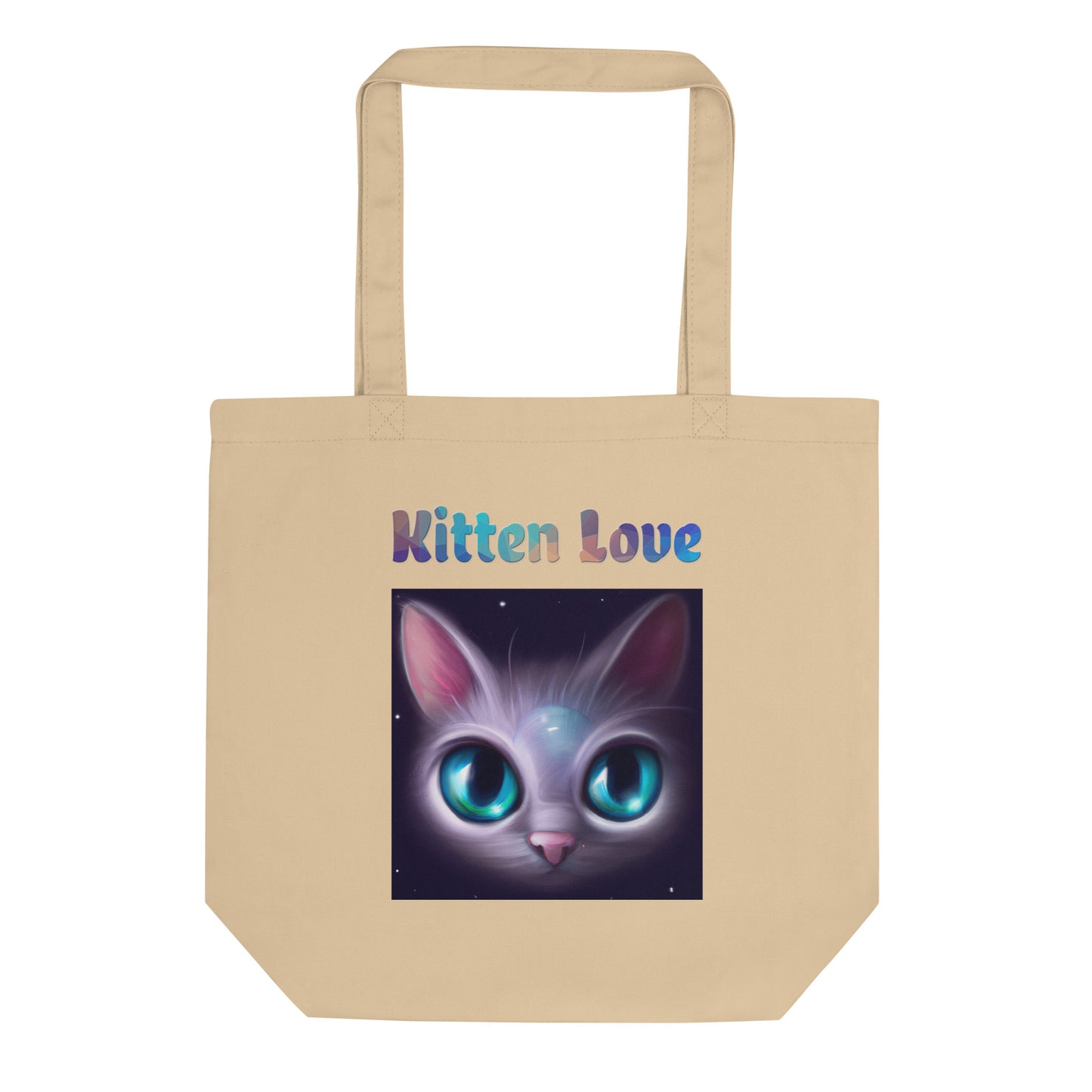 Eco Tote Bag with Cat With Bright Blue Eyes with text "Kitten Love" at $26.97 found at Personalizedpetlovergifts