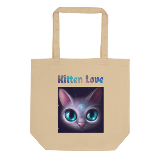 Eco Tote Bag with Cat With Bright Blue Eyes with text "Kitten Love" at $26.97 found at Personalizedpetlovergifts