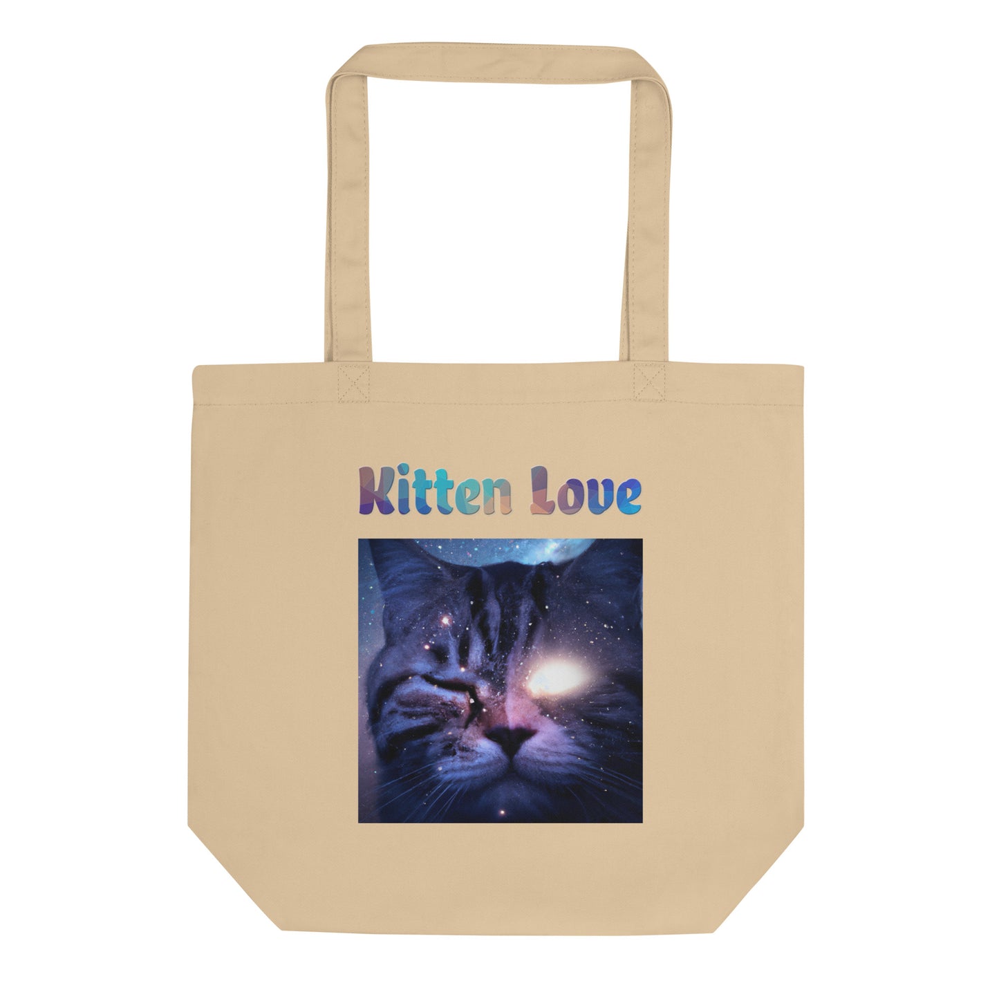 Eco Tote Bag with Cat With a Shiny Eye with text "Kitten Love" at $26.97 found at Personalizedpetlovergifts