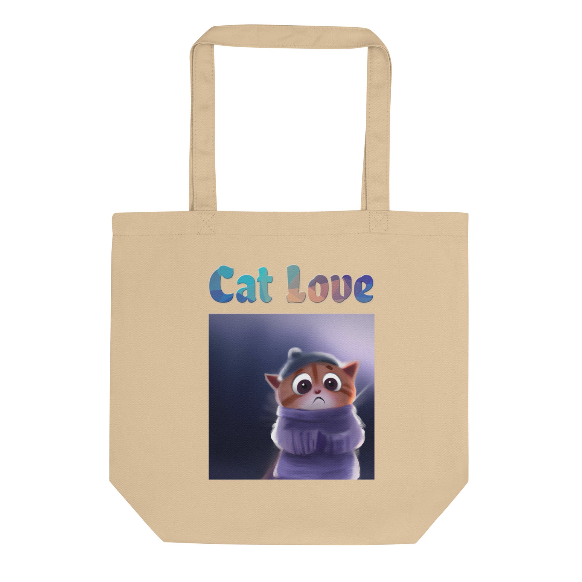 Eco Tote Bag with Cozy Kitten with text "Cat Love" at $26.97 found at Personalizedpetlovergifts