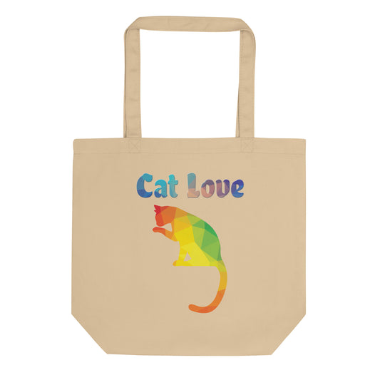 Eco Tote Bag with Colorful Cat Silhouette with text "Cat Love" at $26.97 found at Personalizedpetlovergifts