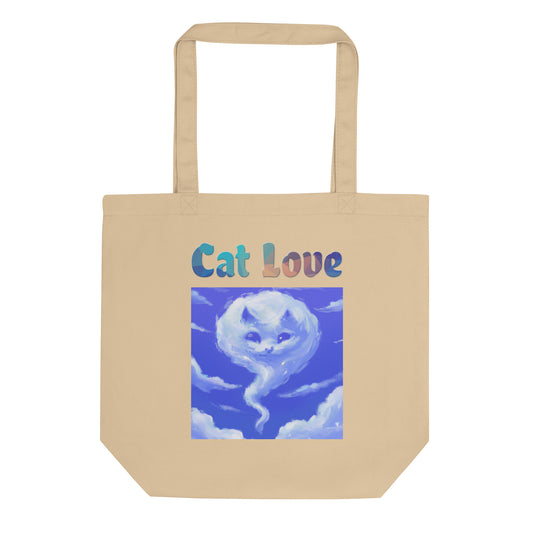 Eco Tote Bag with Cloud With a Cat Face with text "Cat Love" at $26.97 found at Personalizedpetlovergifts