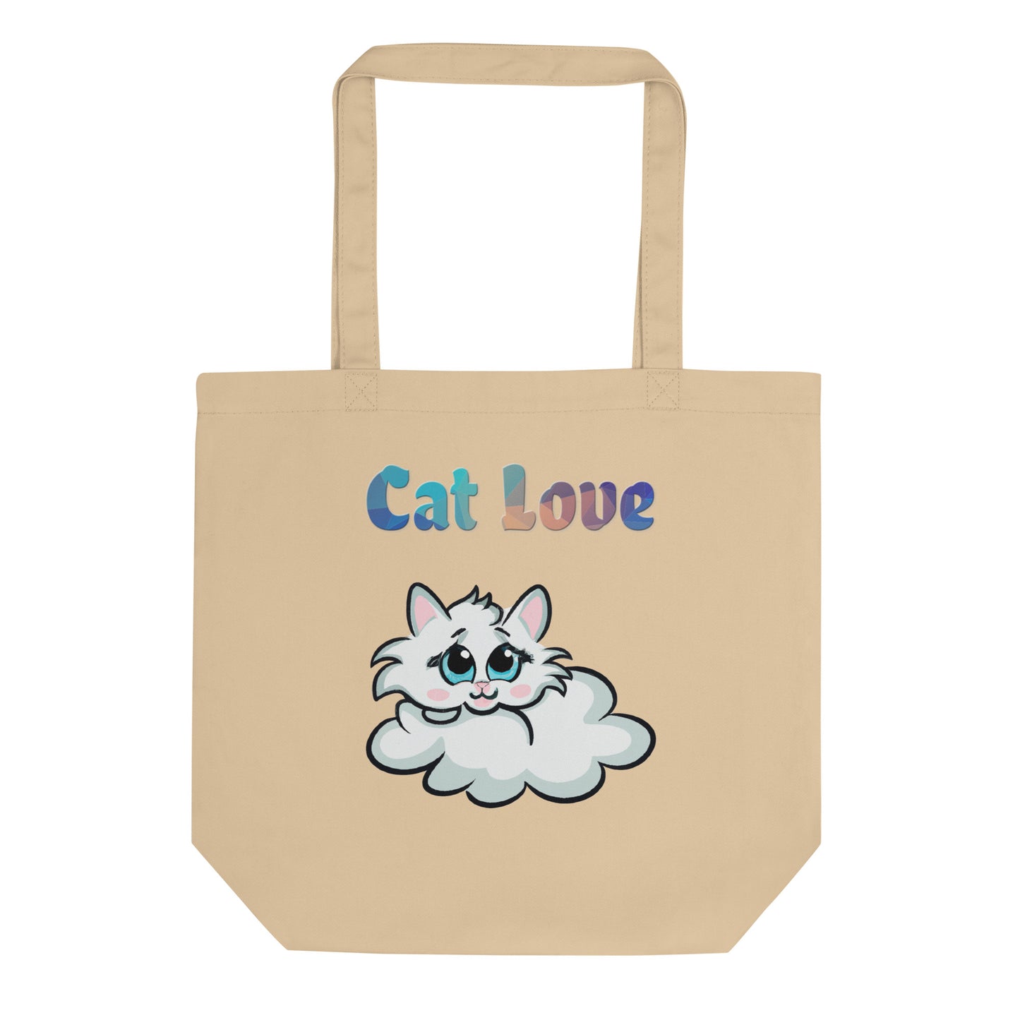 Eco Tote Bag with Cloud Kitten with text "Cat Love" at $26.97 found at Personalizedpetlovergifts