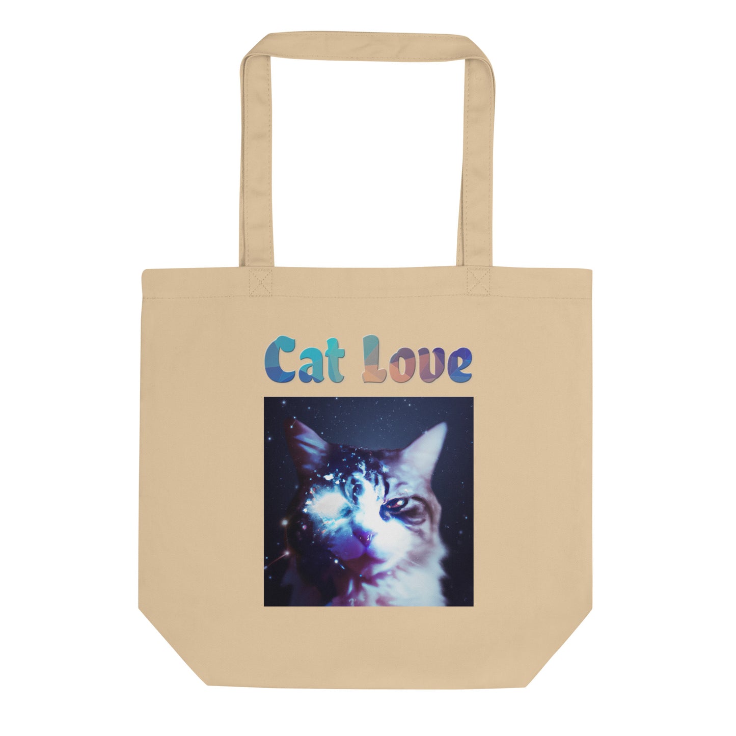 Eco Tote Bag with Cat With Space Eye with text "Cat Love" at $26.97 found at Personalizedpetlovergifts