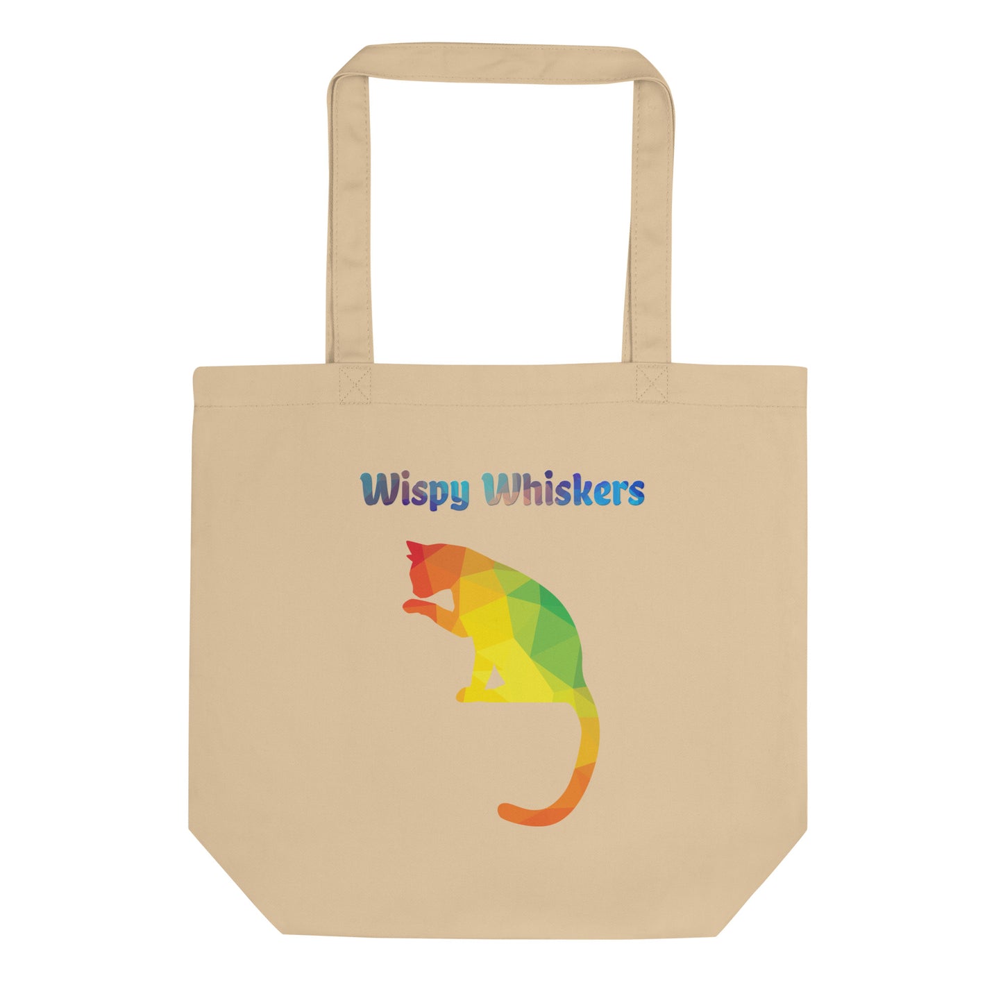 Eco Tote Bag with Colorful Cat Silhouette with text "Wispy Whiskers" at $26.97 found at Personalizedpetlovergifts