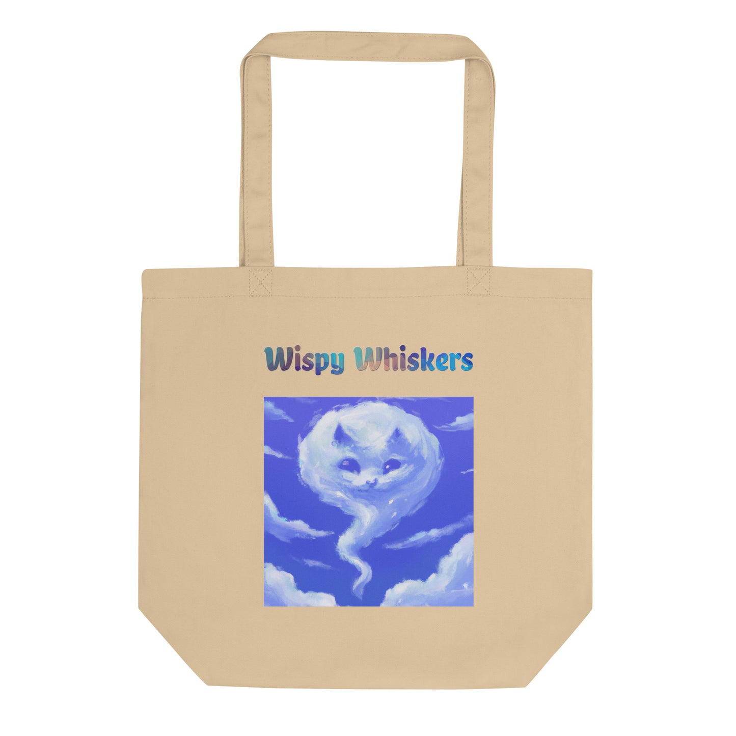 Eco Tote Bag with Cloud With a Cat Face with text "Wispy Whiskers" at $26.97 found at Personalizedpetlovergifts