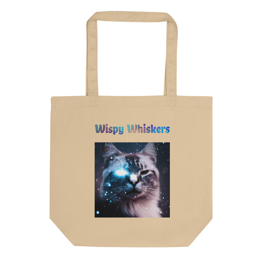 Eco Tote Bag with Cat With A Galaxy Eye with text "Wispy Whiskers" at $26.97 found at Personalizedpetlovergifts