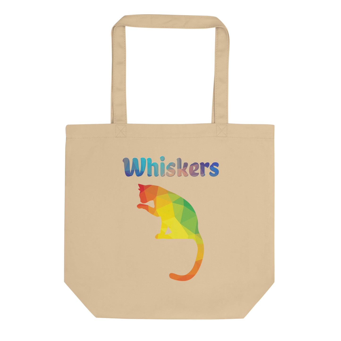 Eco Tote Bag with Colorful Cat Silhouette with text "Whiskers" at $26.97 found at Personalizedpetlovergifts