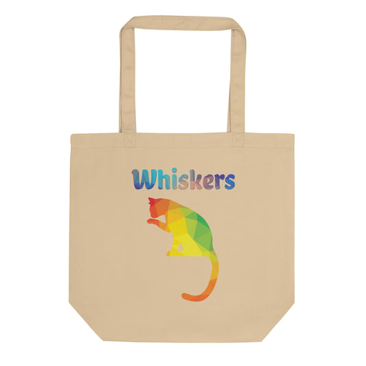 Eco Tote Bag with Colorful Cat Silhouette with text "Whiskers" at $26.97 found at Personalizedpetlovergifts