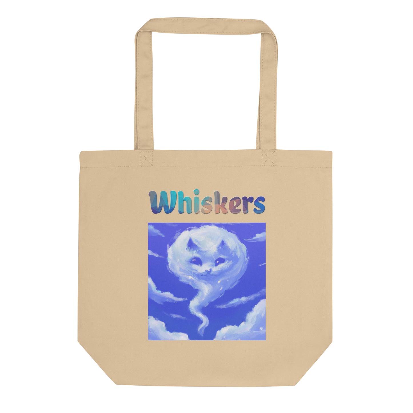 Eco Tote Bag with Cloud With a Cat Face with text "Whiskers" at $26.97 found at Personalizedpetlovergifts