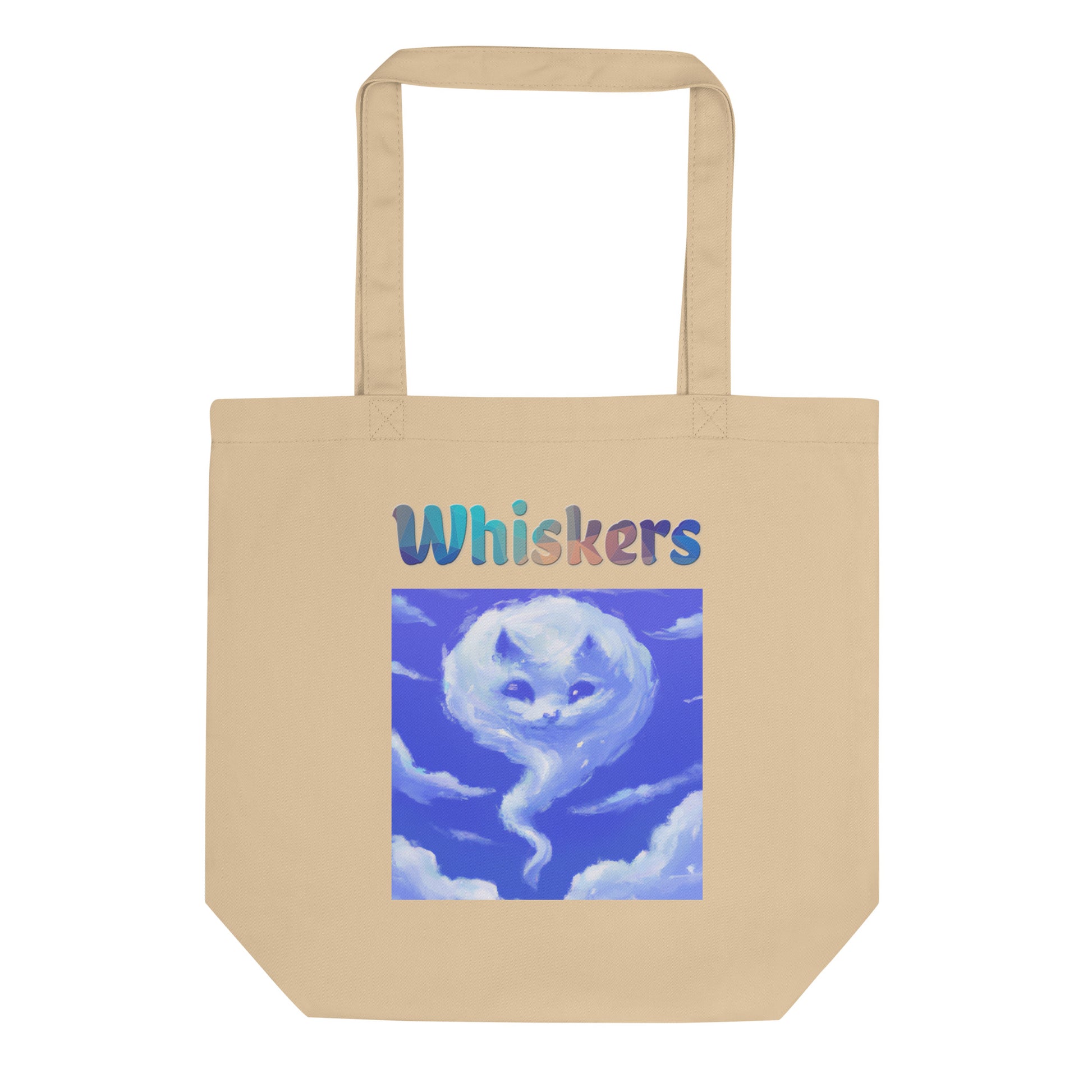 Eco Tote Bag with Cloud With a Cat Face with text "Whiskers" at $26.97 found at Personalizedpetlovergifts