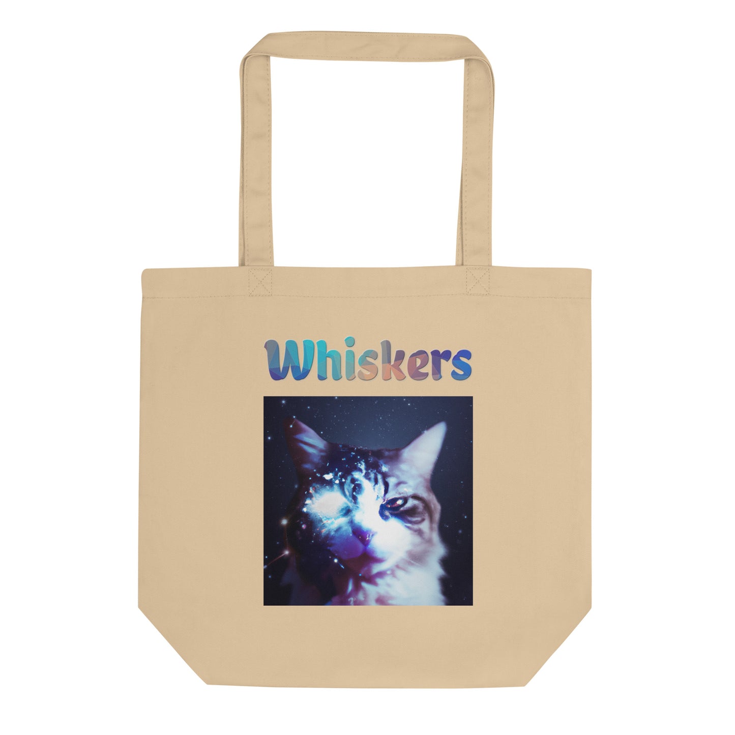 Eco Tote Bag with Cat With Space Eye with text "Whiskers" at $26.97 found at Personalizedpetlovergifts