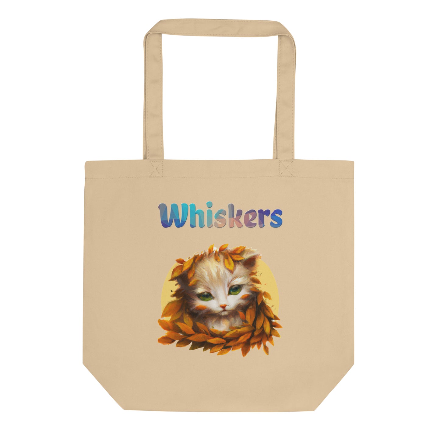 Eco Tote Bag with Cat With Orange Leaves with text "Whiskers" at $26.97 found at Personalizedpetlovergifts