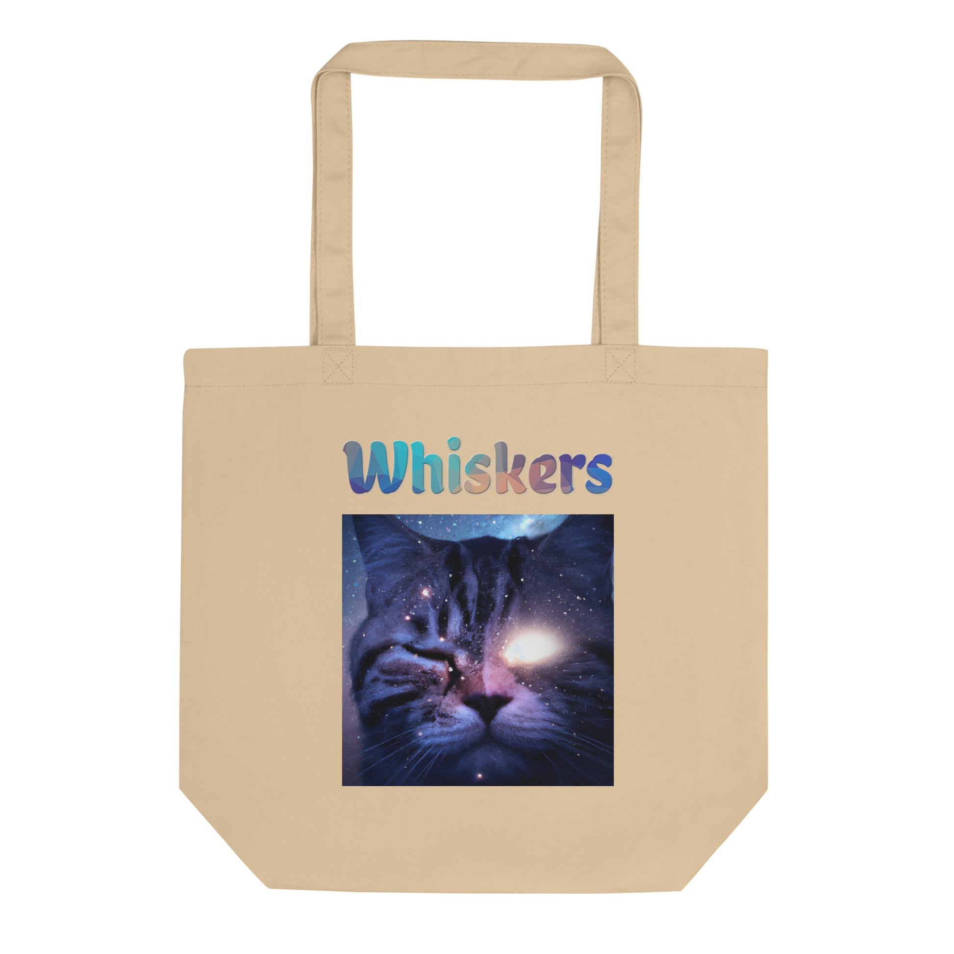 Eco Tote Bag with Cat With a Shiny Eye with text "Whiskers" at $26.97 found at Personalizedpetlovergifts