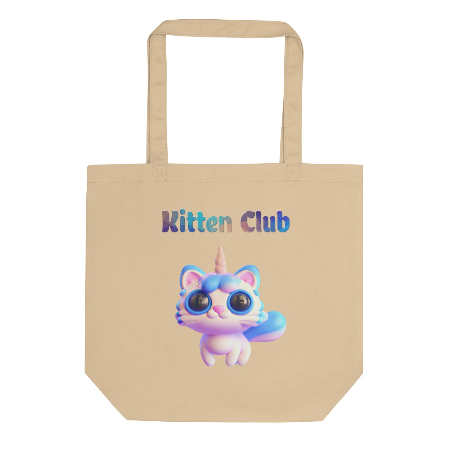 Eco Tote Bag with Cute 3D Unicorn Cat with text "Kitten Club" at $26.97 found at Personalizedpetlovergifts