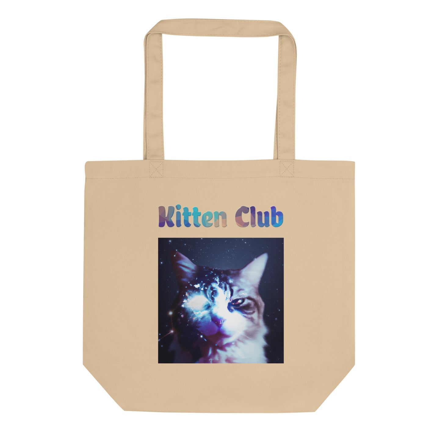 Eco Tote Bag with Cat With Space Eye with text "Kitten Club" at $26.97 found at Personalizedpetlovergifts