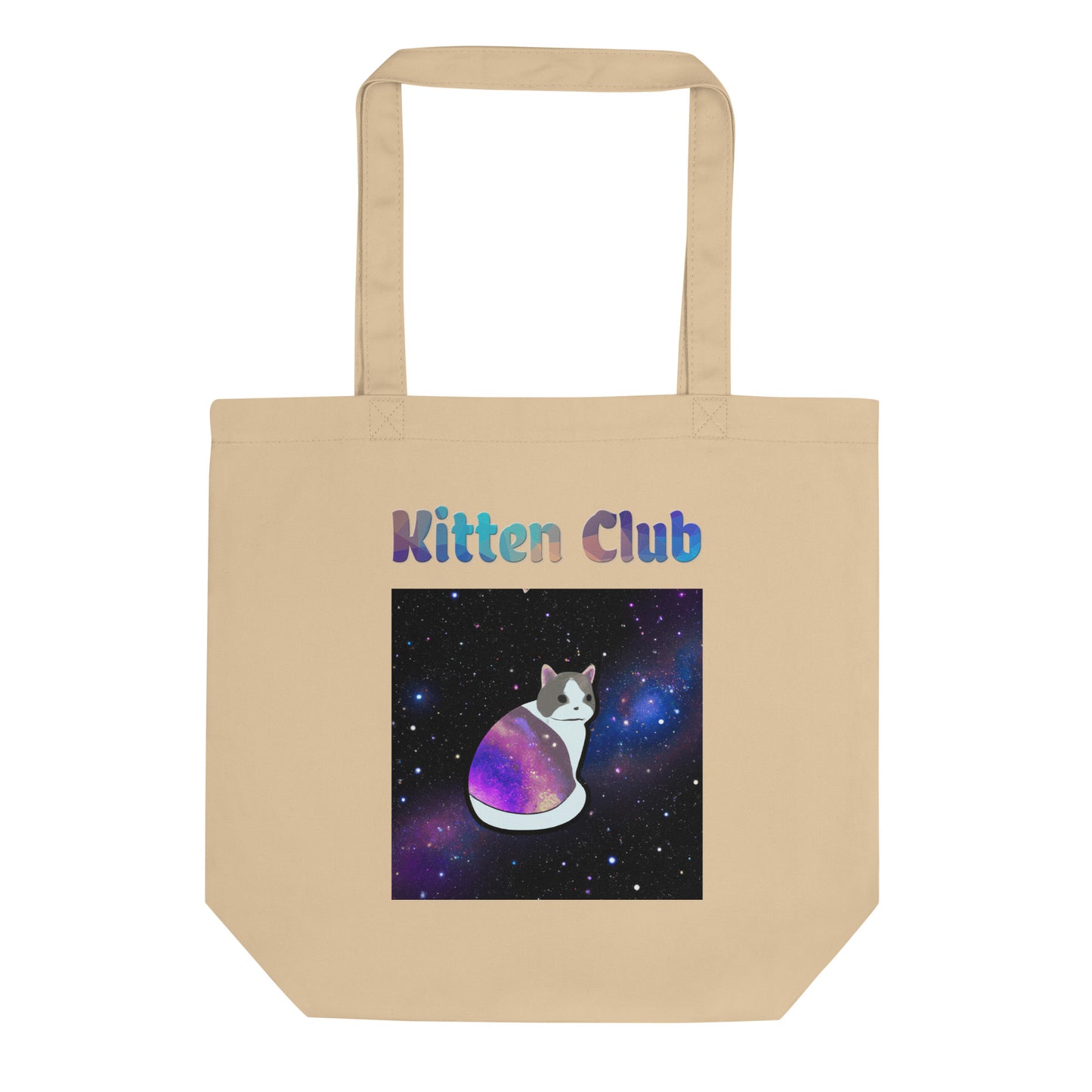 Eco Tote Bag with Cat With Space Clothes with text "Kitten Club" at $26.97 found at Personalizedpetlovergifts