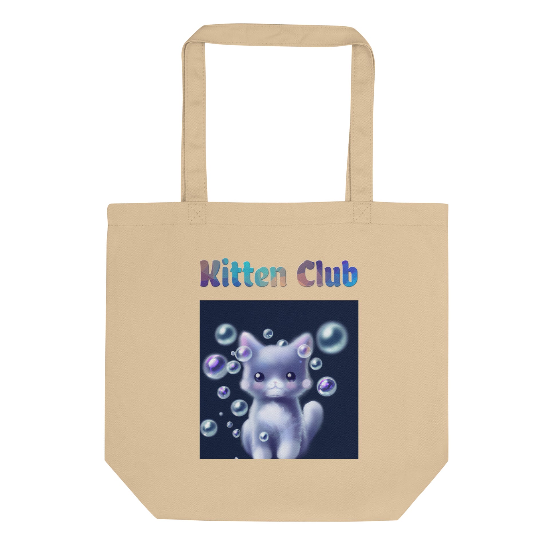 Eco Tote Bag with Cat With Soap Bubbles with text "Kitten Club" at $26.97 found at Personalizedpetlovergifts