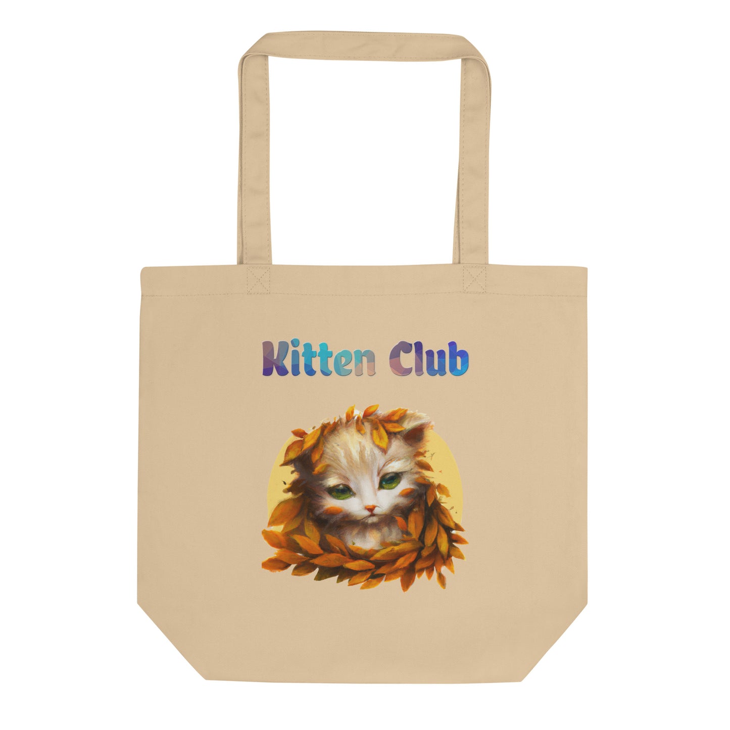 Eco Tote Bag with Cat With Orange Leaves with text "Kitten Club" at $26.97 found at Personalizedpetlovergifts