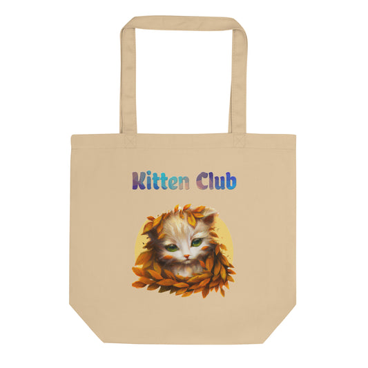 Eco Tote Bag with Cat With Orange Leaves with text "Kitten Club" at $26.97 found at Personalizedpetlovergifts