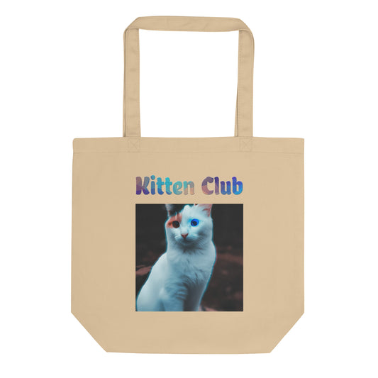 Eco Tote Bag with Cat With Colorful Eyes with text "Kitten Club" at $26.97 found at Personalizedpetlovergifts