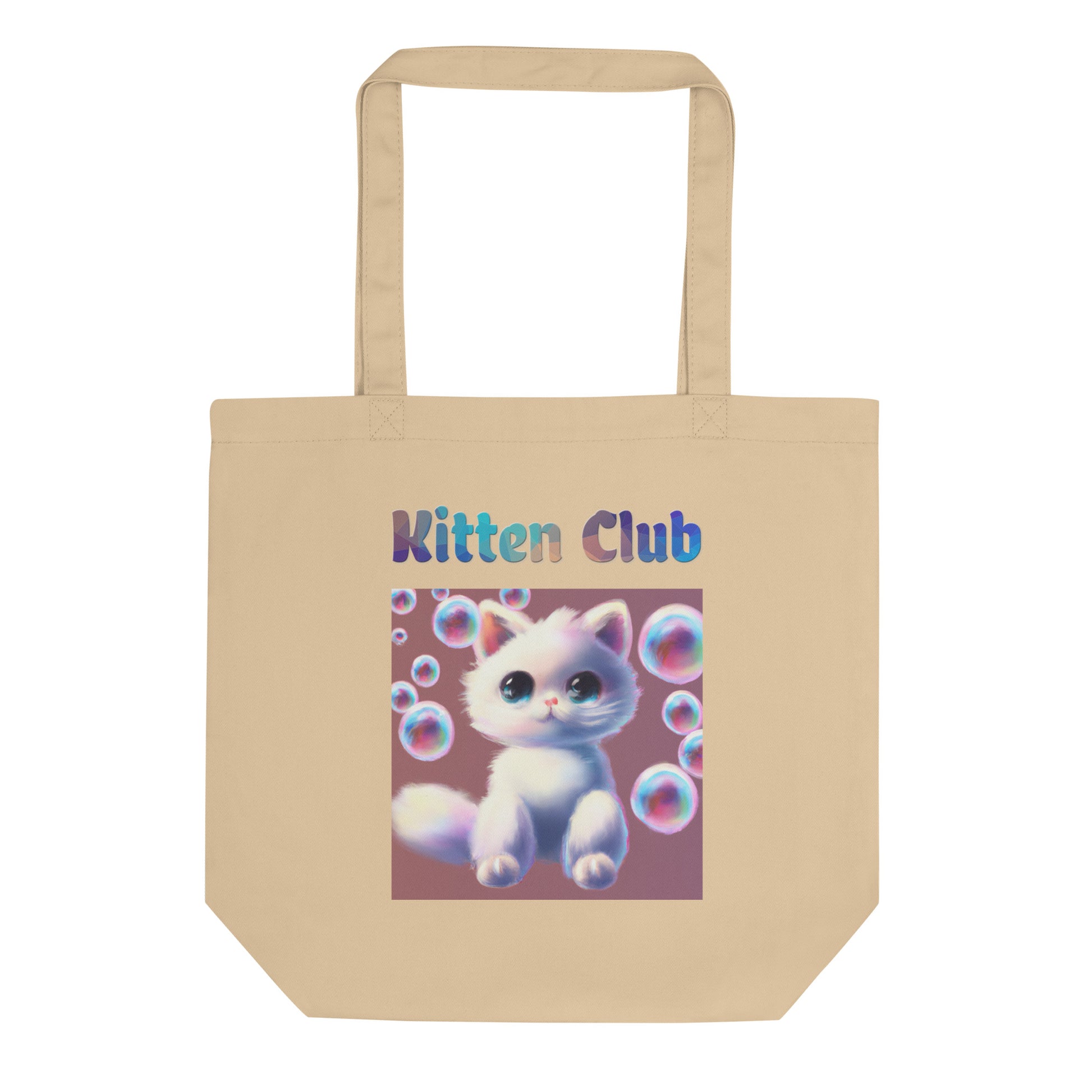 Eco Tote Bag with Cat With Bubbles with text "Kitten Club" at $26.97 found at Personalizedpetlovergifts