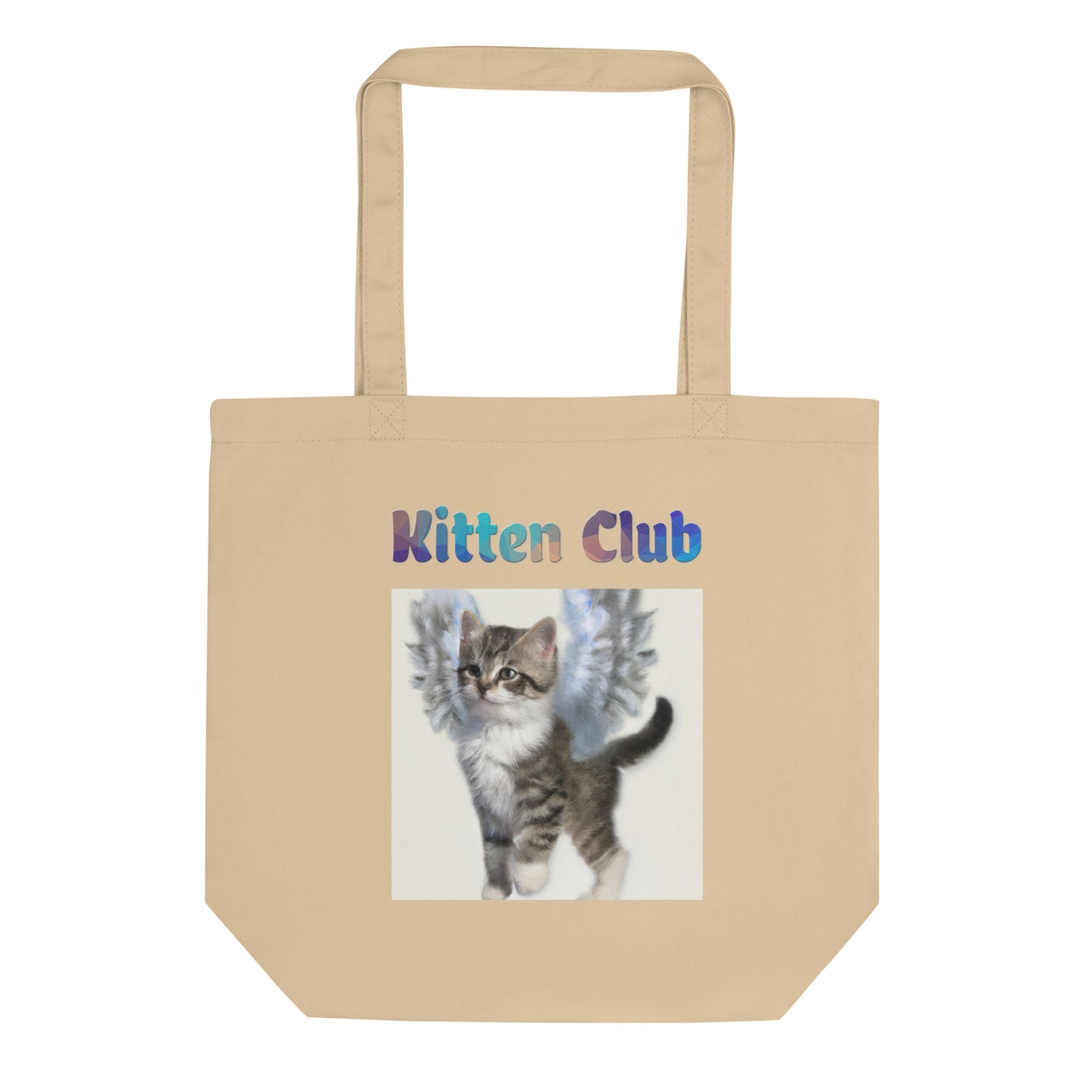 Eco Tote Bag with Cat With Beautiful Angel Wings with text "Kitten Club" at $26.97 found at Personalizedpetlovergifts