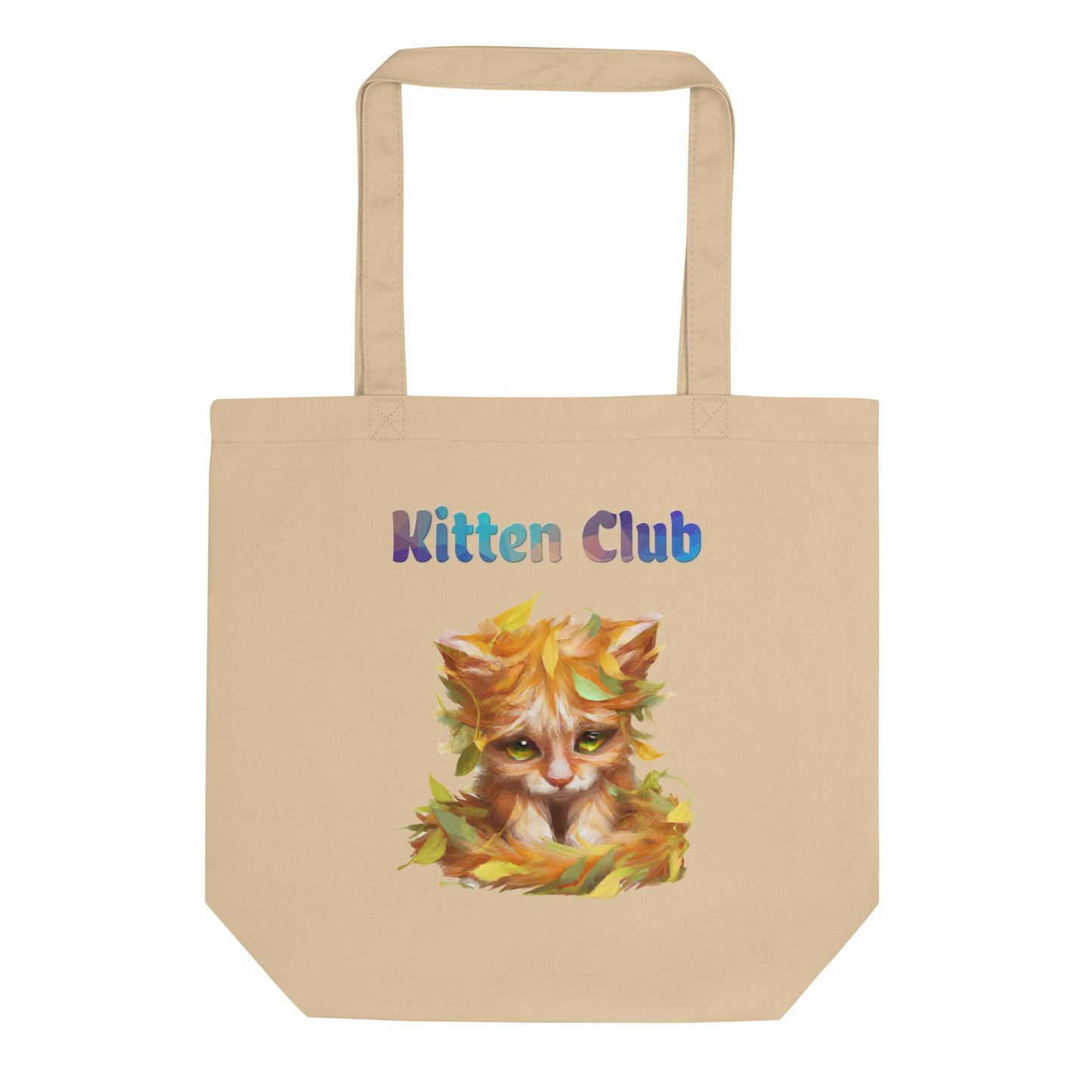 Eco Tote Bag with Cat With Autumn Leaves with text "Kitten Club" at $26.97 found at Personalizedpetlovergifts