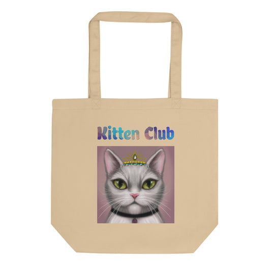 Eco Tote Bag with Cat With a Tiara with text "Kitten Club" at $26.97 found at Personalizedpetlovergifts