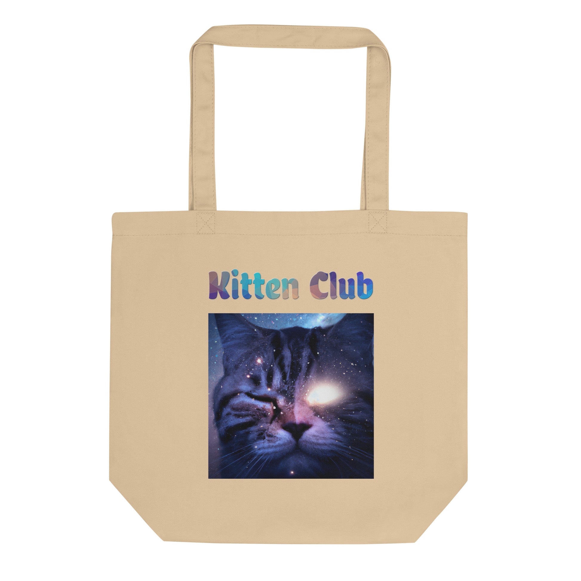 Eco Tote Bag with Cat With a Shiny Eye with text "Kitten Club" at $26.97 found at Personalizedpetlovergifts