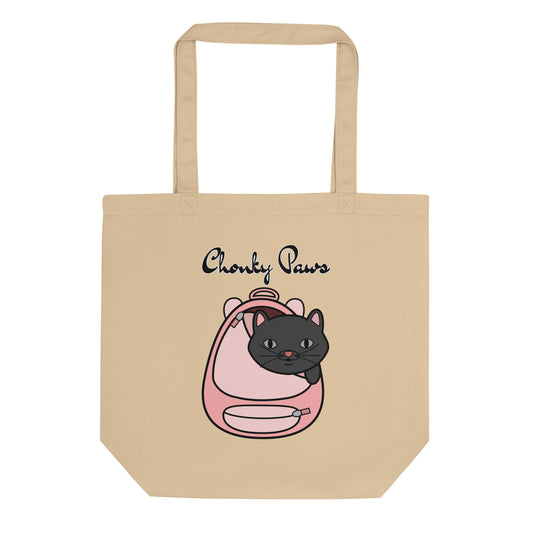 Eco Tote Bag with Kitten In a Backpack with text "Chonky Paws" at $26.97 found at Personalizedpetlovergifts