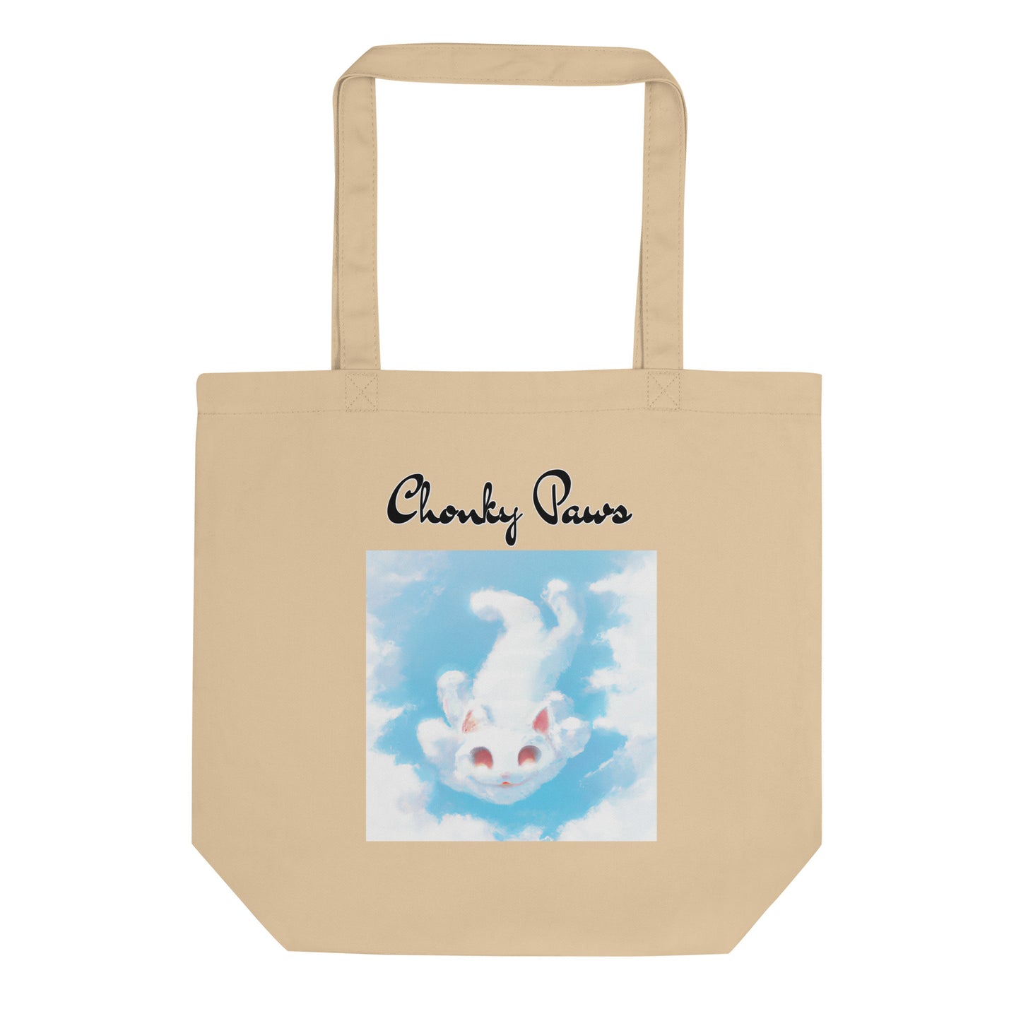 Eco Tote Bag with Kitten Flying In The Sky with text "Chonky Paws" at $26.97 found at Personalizedpetlovergifts