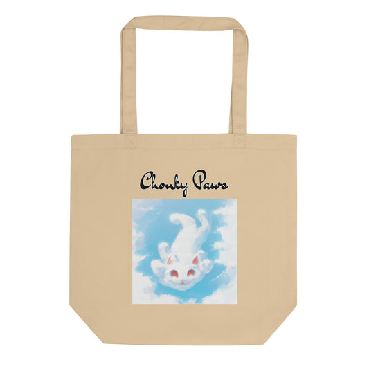 Eco Tote Bag with Kitten Flying In The Sky with text "Chonky Paws" at $26.97 found at Personalizedpetlovergifts