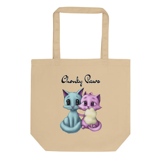 Eco Tote Bag with Hugging Kittens With Cotton Candy with text "Chonky Paws" at $26.97 found at Personalizedpetlovergifts