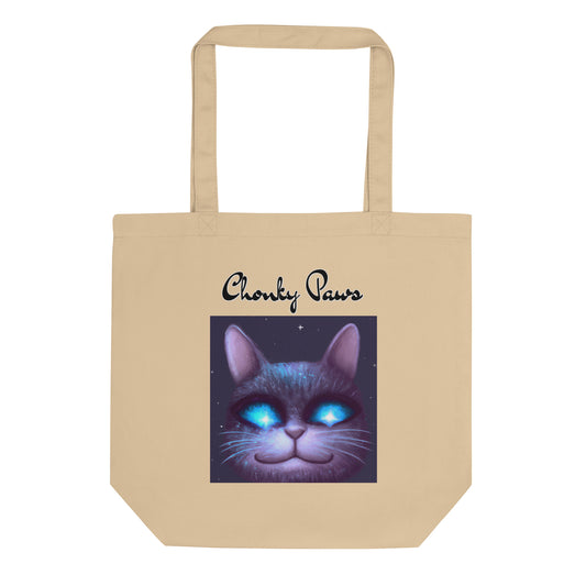 Eco Tote Bag with Happy Blue Eyed Cat with text "Chonky Paws" at $26.97 found at Personalizedpetlovergifts