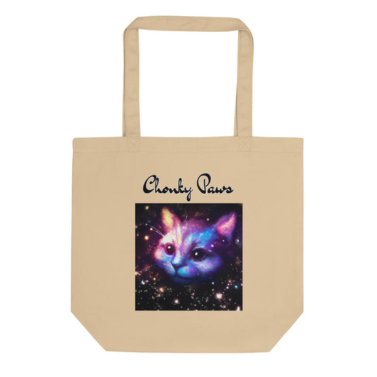 Eco Tote Bag with Galaxy Cat with text "Chonky Paws" at $26.97 found at Personalizedpetlovergifts