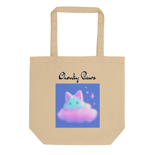 Eco Tote Bag with Fluffy Pink Cloud Kitten with text "Chonky Paws" at $26.97 found at Personalizedpetlovergifts